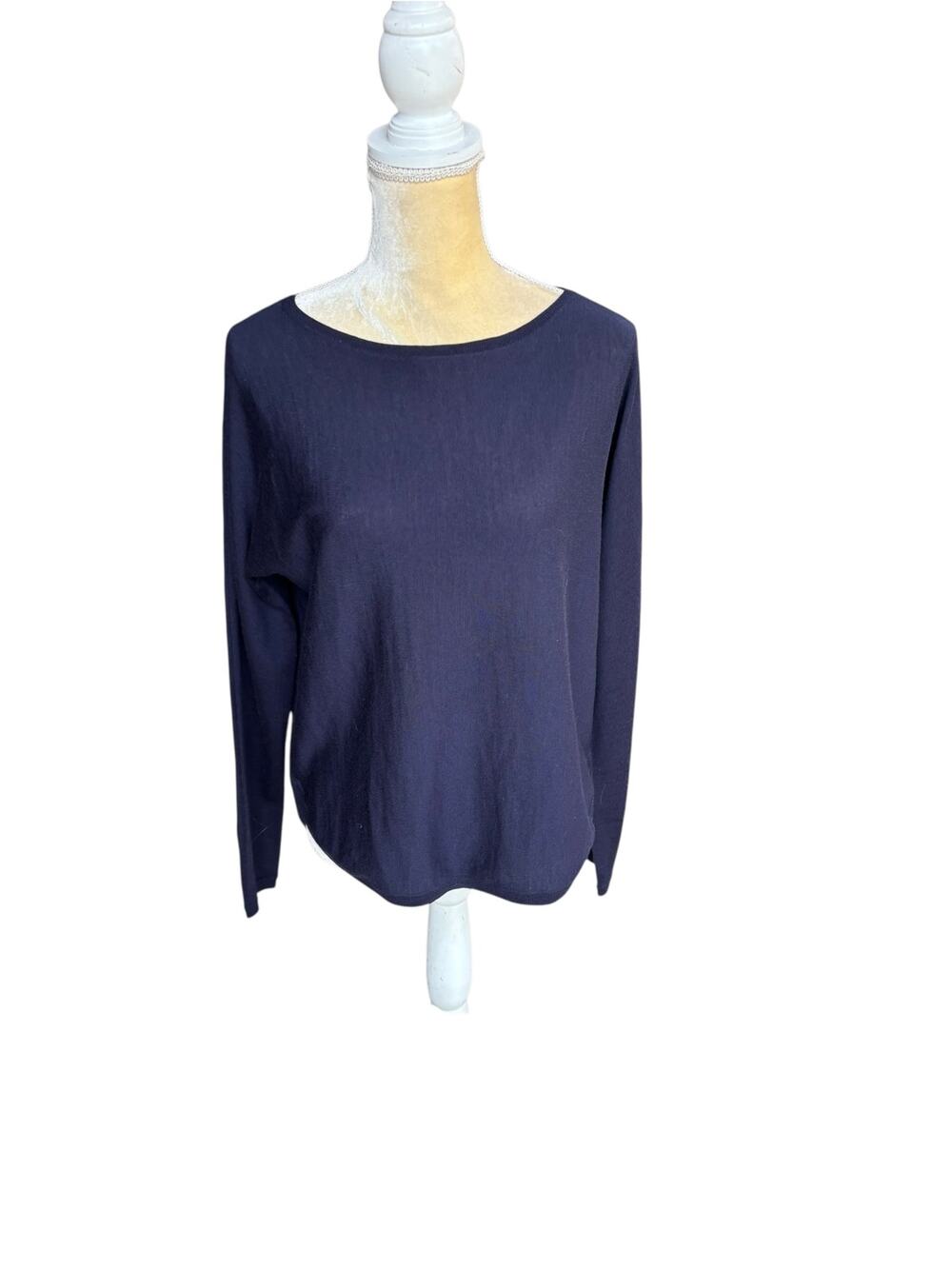 POLO Ralph Lauren Blue Boat Neck Sweater Size Small Merino Wool Dolman Sleeve